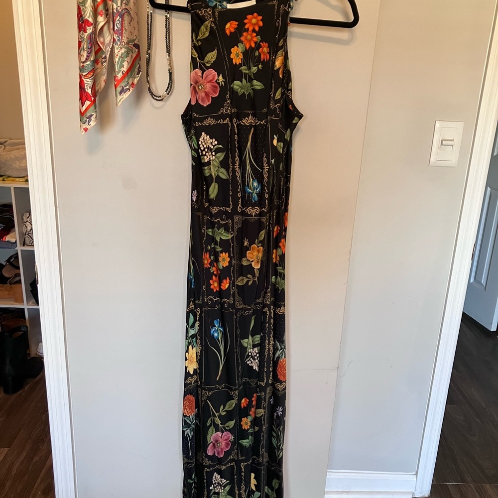 Anthropologie Floral Maxi Dress w/ Tie Shoulder Detail